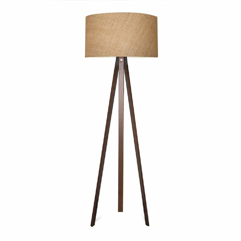 GP029-000115-0 Φωτιστικό δαπέδου Rosling Megapap Mdf/ύφασμα Pvc χρώμα καρυδί/φυσικό 38x38x140εκ. - Image 1