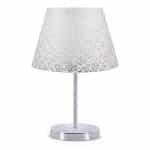 Φωτιστικό επιτραπέζιο Jules Megapap ύφασμα Pvc χρώμα λευκό/ασημί 22x17x37εκ.