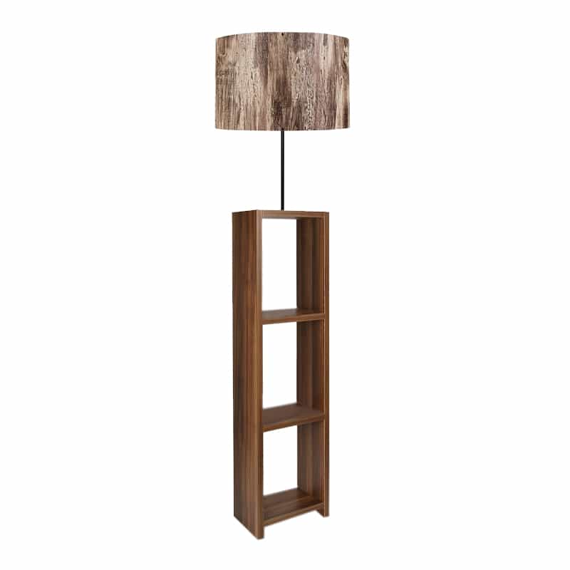 GP029-00882-0 Φωτιστικό δαπέδου Launo Megapap υφασμάτινο Pvc/MDF χρώμα καφέ/καρυδί 38x38x150εκ. - Image 1