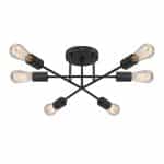 Φωτιστικό οροφής Helga Megapap E27 μεταλλικό εξάφωτο χρώμα μαύρο 50x12x20εκ.