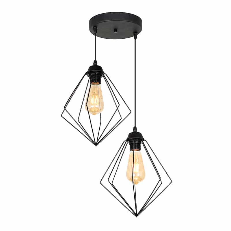 GP030-00151-0 Φωτιστικό οροφής Nura Megapap E27 μεταλλικό δίφωτο χρώμα μαύρο 40x40x70εκ. - Image 1