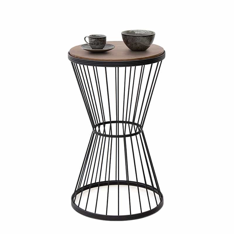 GP030-00391-0 Βοηθητικό τραπεζάκι Hoffman Megapap μεταλλικό - Mdf χρώμα μαύρο - καρυδί 35x35x58εκ. - Image 1