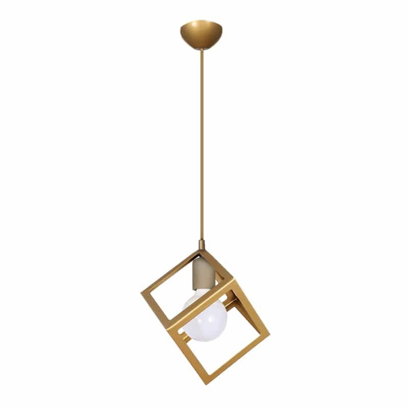 GP030-00453-0 Φωτιστικό οροφής Thora Megapap E27 μεταλλικό μονόφωτο χρώμα χρυσό ματ 22x22x70εκ. - Image 1