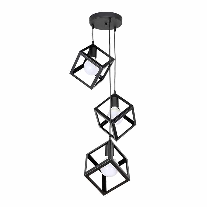 GP030-00471-0 Φωτιστικό οροφής Thora Megapap E27 μεταλλικό τρίφωτο χρώμα μαύρο 22x22x70εκ. - Image 1