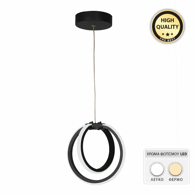 GP030-00541-0 Φωτιστικό οροφής Led Jupiter Megapap μεταλλικό μονόφωτο χρώμα μαύρο 19x16x60εκ. - Image 1