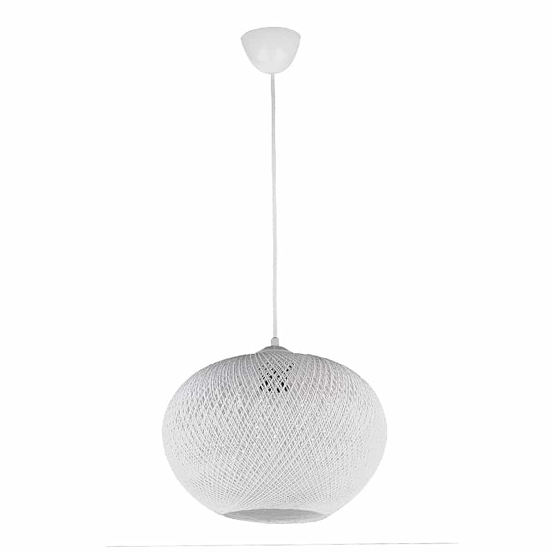 GP030-01041-0 Φωτιστικό οροφής Visca Megapap E27 από σχοινί μονόφωτο χρώμα λευκό 35x35x75εκ. - Image 1