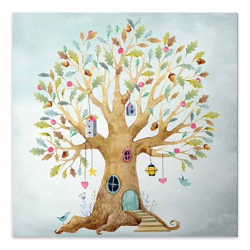 GP033-0101-0 Πίνακας σε καμβά "Magic Treehouse" Megapap ψηφιακής εκτύπωσης 40x40x3εκ. - Image 1