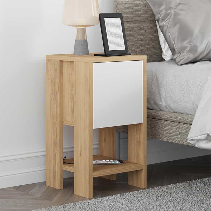 GP037-00105-0 Κομοδίνο Ema Megapap χρώμα sapphire oak - λευκό 30x30x55εκ. - Image 1