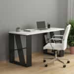 Γραφείο εργασίας Honey Megapap από μελαμίνη χρώμα λευκό - ανθρακί 137x60x75εκ