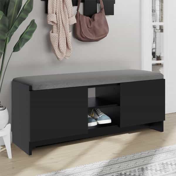 GP037-00456-0 Παπουτσοθήκη Zulla Megapap από μελαμίνη χρώμα μαύρο 110x37x43εκ. - Image 1