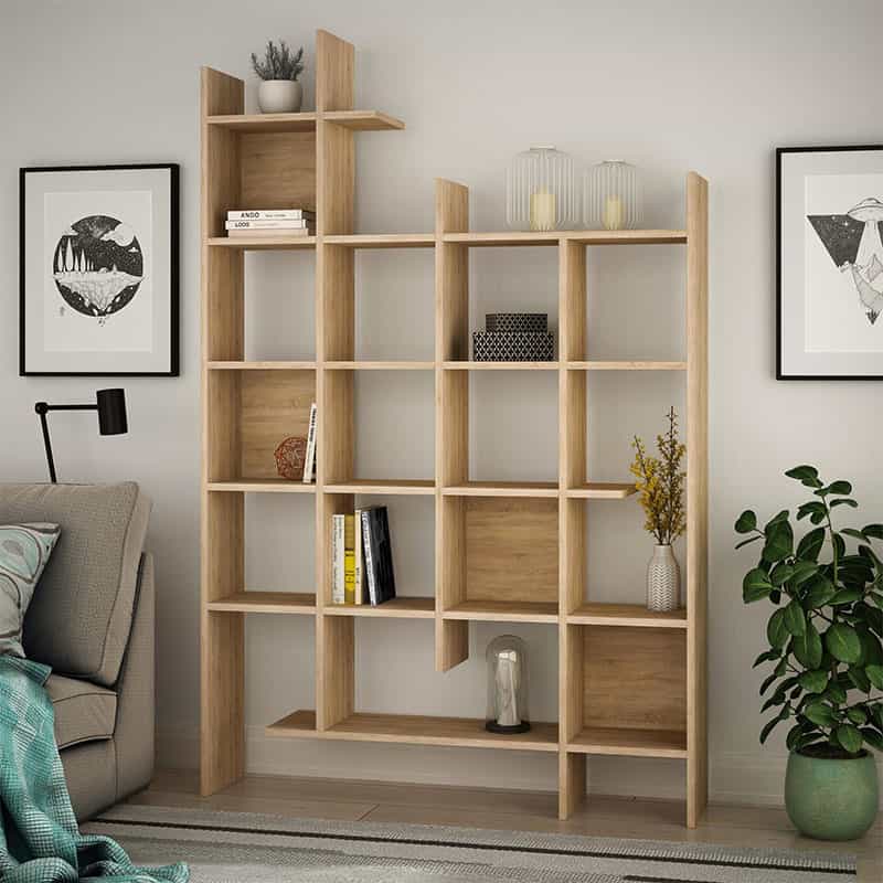 GP037-01022-0 Βιβλιοθήκη μελαμίνης Manco Megapap χρώμα φυσικό οξιάς 122x25,5x188εκ. - Image 1