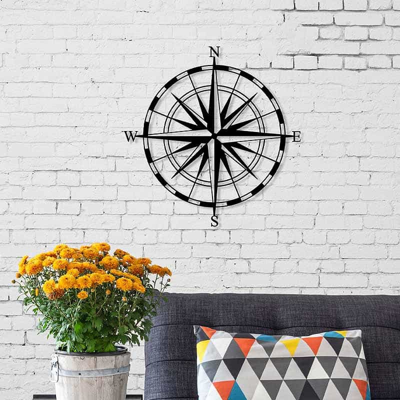 GP037-0122-0 Διακοσμητικό τοίχου Compass Megapap μεταλλικό χρώμα μαύρο 45x2x45εκ. - Image 1