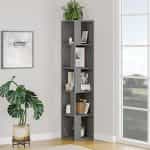 Βιβλιοθήκη γωνιακή Piano Megapap από μελαμίνη χρώμα γκρι ρετρό 31,4x31,4x158,9εκ.