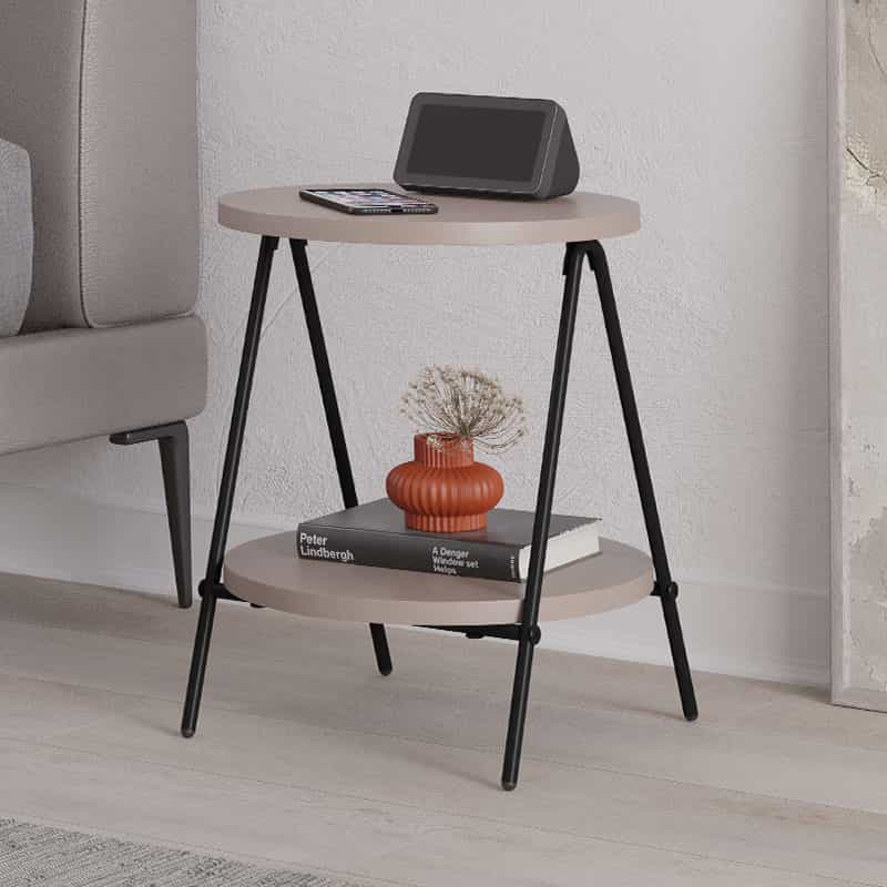 GP037-01871-0 Τραπεζάκι βοηθητικό Essel Megapap μελαμίνης χρώμα ανοιχτή μόκα 35x35x42εκ. - Image 1
