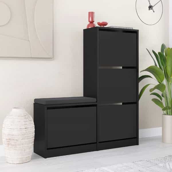 GP037-01885-0 Παπουτσοθήκη Dude Megapap χρώμα μαύρο 104,8x26x118,5εκ. - Image 1