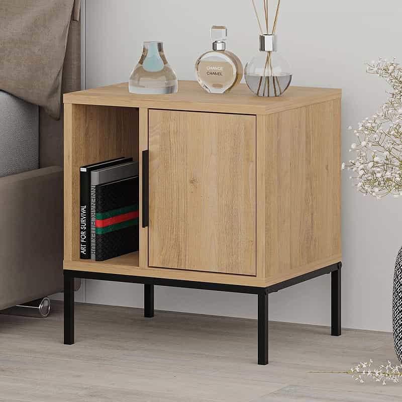 GP037-02331-0 Κομοδίνο Glynn Megapap χρώμα saphhire oak 45x35x50εκ. - Image 1
