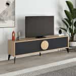 Έπιπλο τηλεόρασης Gora Megapap χρώμα sapphire oak - silky black 180x35,6x51εκ.