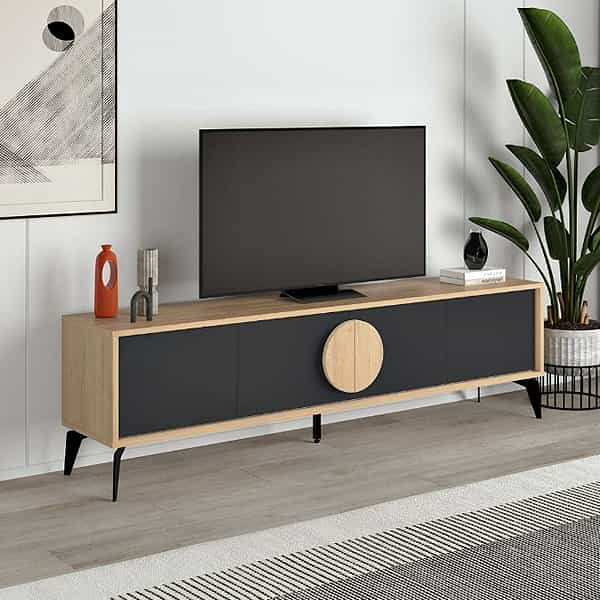 GP037-02501-0 Έπιπλο τηλεόρασης Gora Megapap χρώμα sapphire oak - silky black 180x35,6x51εκ. - Image 1