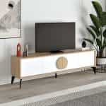 Έπιπλο τηλεόρασης Gora Megapap χρώμα sapphire oak - λευκό 180x35,6x51εκ.