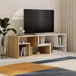 Έπιπλο τηλεόρασης Glis Megapap πολυμορφικό χρώμα sapphire oak - λευκό 145x35x44,8εκ. - Image 2