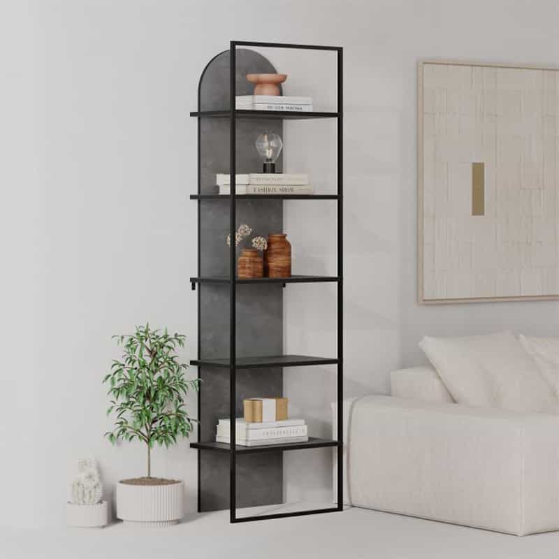 GP037-02612-0 Βιβλιοθήκη Archy Megapap χρώμα γκρι ρετρό 53x31,7x180εκ. - Image 1