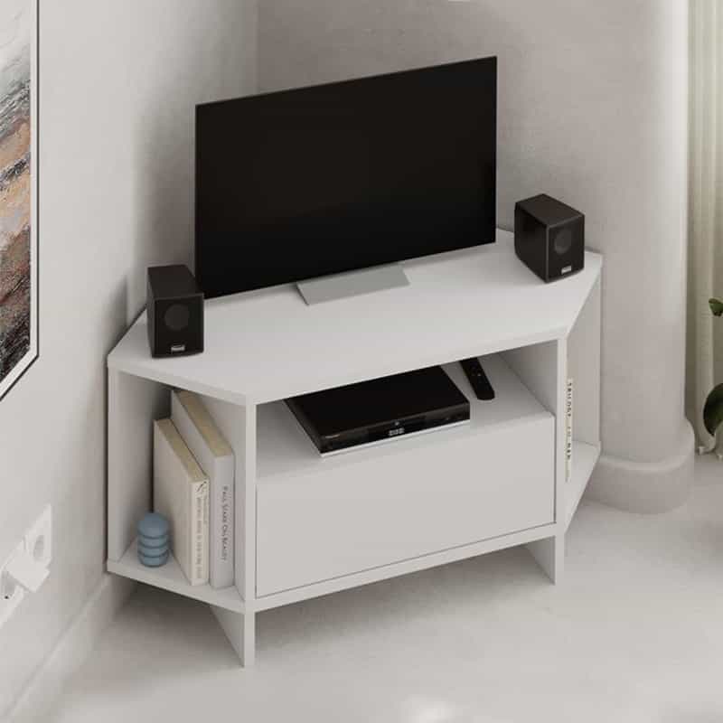 GP037-02731-0 Έπιπλο τηλεόρασης γωνιακό Viva Megapap χρώμα λευκό 95,7x35,4x45εκ. - Image 1