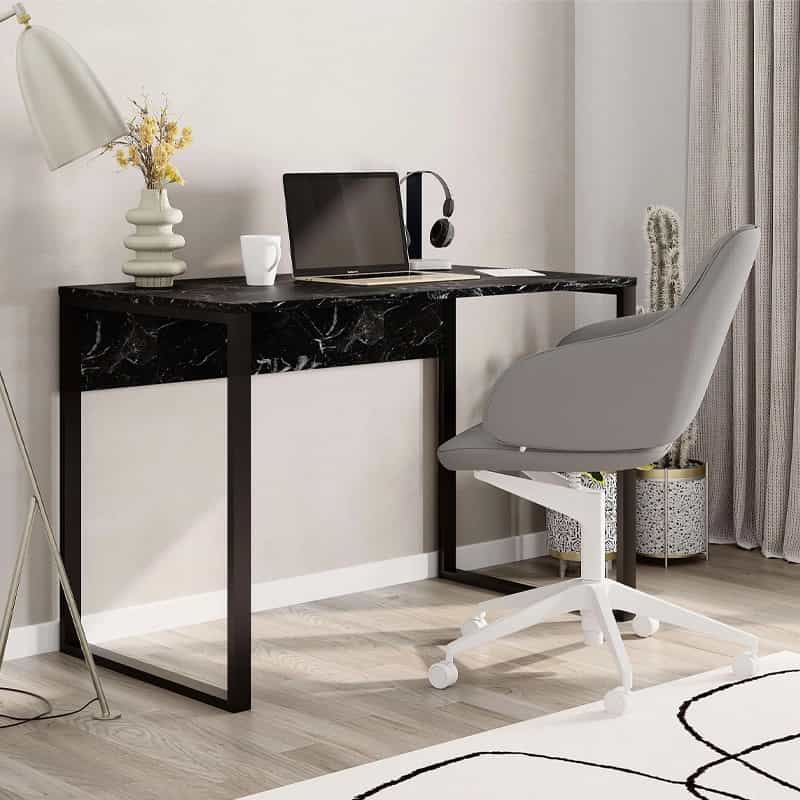 GP037-02742-0 Γραφείο εργασίας Inna Megapap χρώμα μαύρο εφέ μαρμάρου 100x60x75εκ. - Image 1