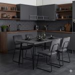 Τραπέζι Levico Megapap Mdf - μεταλλικό χρώμα σκούρο γκρι σκυροδέματος 130x75x75εκ. - Image 2