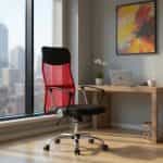 Καρέκλα γραφείου Marco Megapap με ύφασμα Mesh χρώμα κόκκινο - μαύρο 62x59x110/120εκ. - Image 3