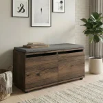 Παπουτσοθήκη Twain Megapap 8 ζευγών χρώμα καπνιστή καρυδιά 80x35x42εκ.