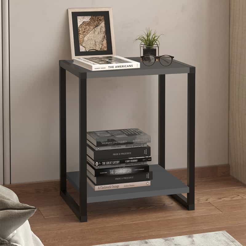 GP041-00922-0 Κομοδίνο Gina Megapap χρώμα ανθρακί - μαύρο 39x30x48εκ. - Image 1