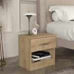 Κομοδίνο μελαμίνης Lube Megapap χρώμα sapphire oak 40x28,2x40εκ.