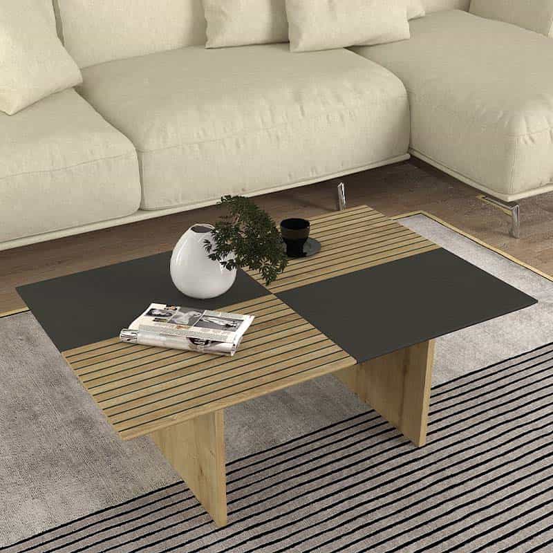 GP042-02381-0 Τραπεζάκι σαλονιού Venita Megapap χρώμα sapphire oak - ανθρακί 90x60x33,8εκ. - Image 1