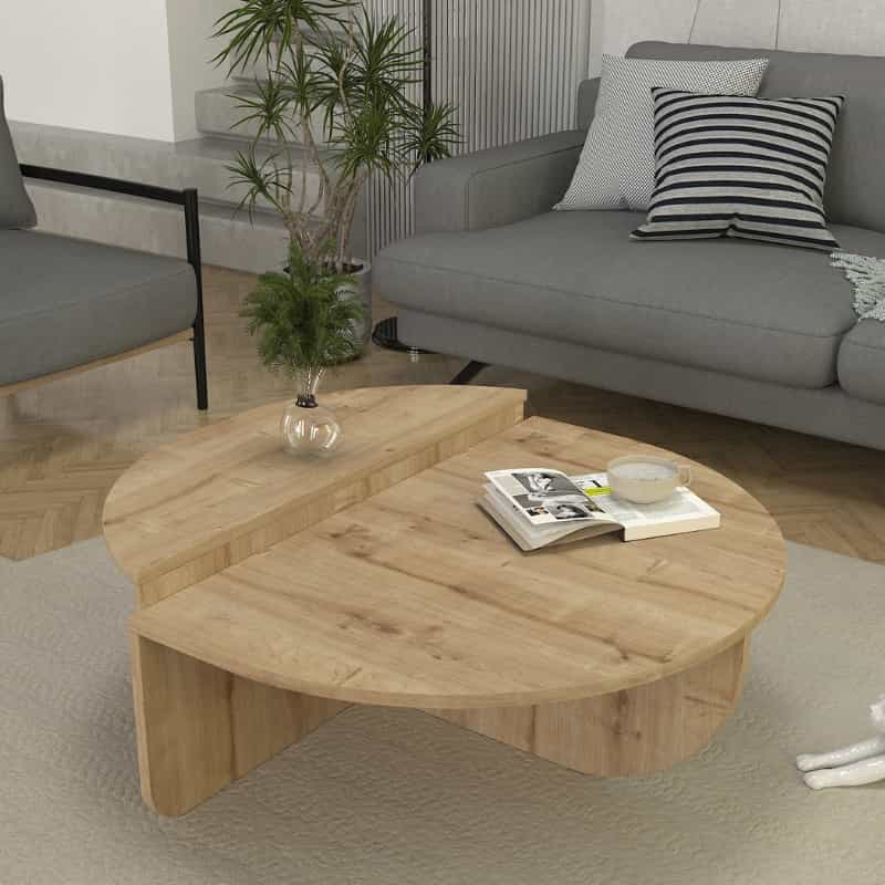 GP042-02582-0 Τραπεζάκι σαλονιού Nilvia Megapap χρώμα sapphire oak Ø85x35εκ. - Image 1