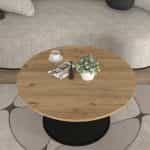 Τραπεζάκι σαλονιού Bohema Megapap χρώμα μαύρο - sepet oak Ø85x43,2εκ. - Image 2