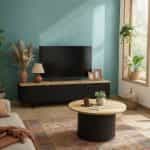 Τραπεζάκι σαλονιού Bohema Megapap χρώμα μαύρο - sepet oak Ø85x43,2εκ. - Image 6