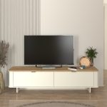 Έπιπλο τηλεόρασης Bohema Megapap χρώμα ivory - sepet oak 180x47x45,6εκ. - Image 3
