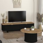 Έπιπλο τηλεόρασης Bohema Megapap χρώμα μαύρο - sepet oak 180x47x45,6εκ. - Image 5