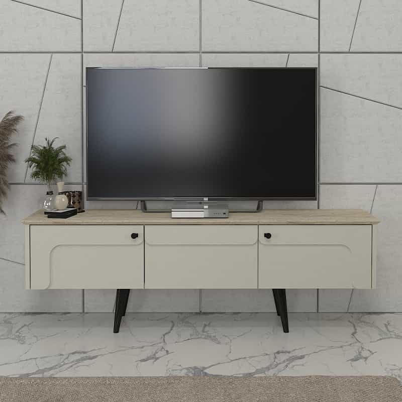 GP042-03011-0 Έπιπλο τηλεόρασης Sevilla Megapap χρώμα sandstone - travertine 150x35x45,6εκ. - Image 1