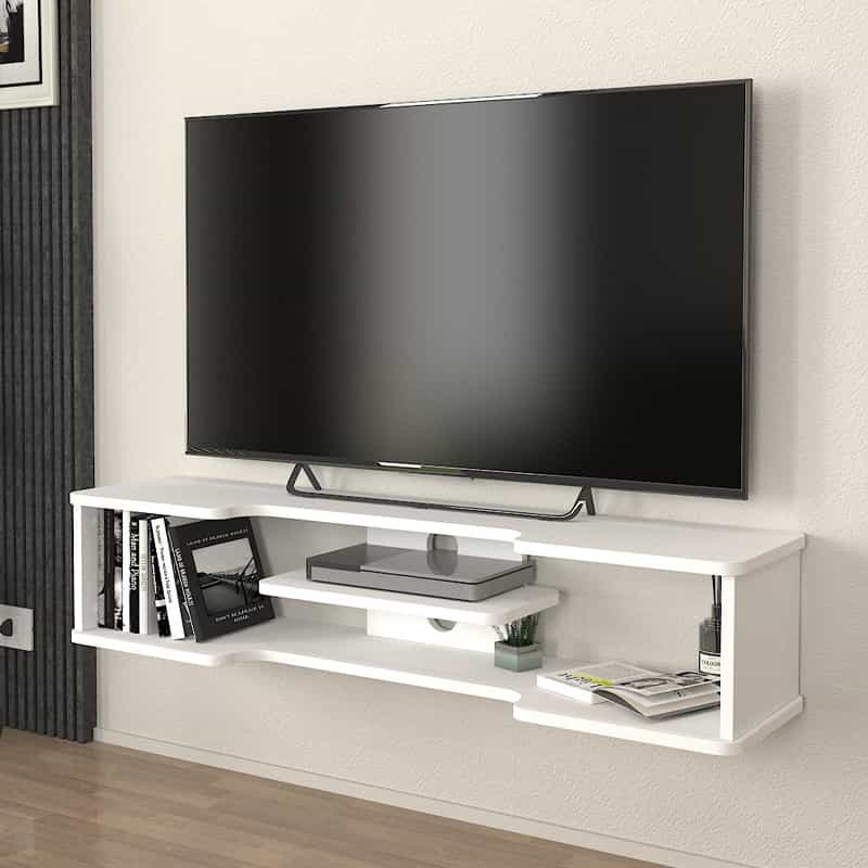 GP042-03101-0 Έπιπλο τηλεόρασης επιτοίχιο Perry Megapap χρώμα λευκό 120x29,6x25,6εκ. - Image 1