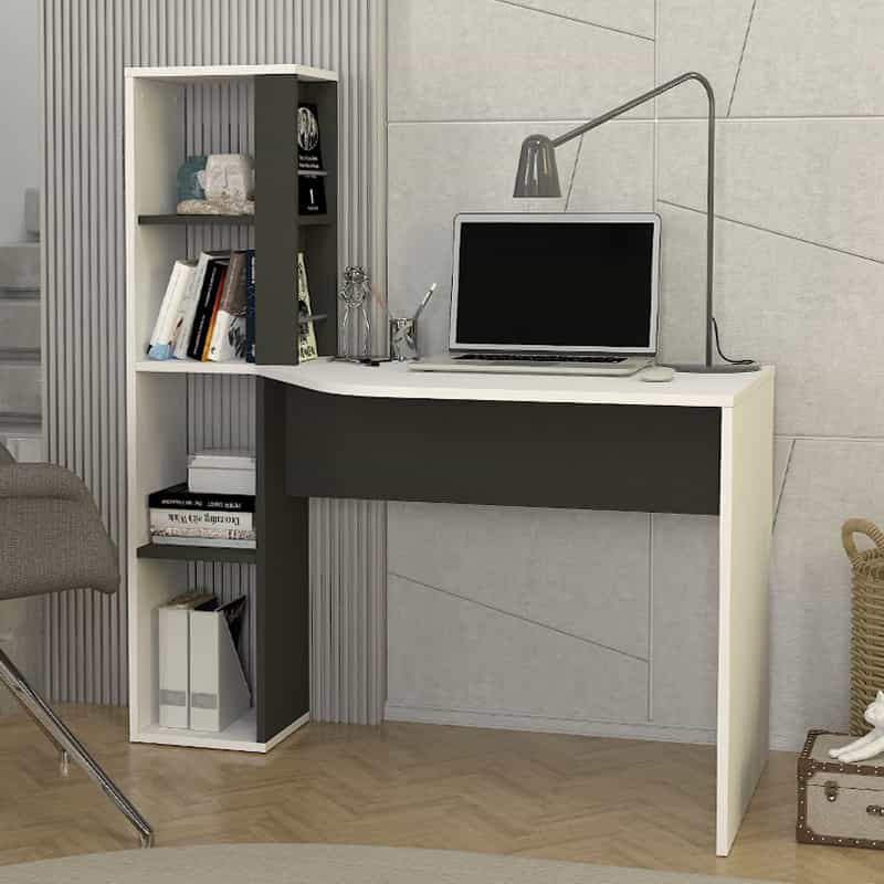 GP042-03131-0 Γραφείο εργασίας Gemini Megapap χρώμα ανθρακί - λευκό 121,8x59,6x131,8εκ. - Image 1