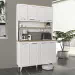 Έπιπλο κουζίνας Potter 4 Megapap χρώμα λευκό - rota oak 120x40x196,1εκ.