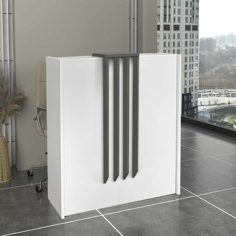 GP042-03441-0 Γραφείο υποδοχής - reception Hola Megapap χρώμα λευκό - ανθρακί 93,6x45,2x110,3εκ. - Image 1