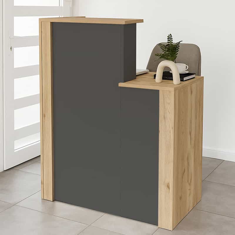 GP042-03461-0 Γραφείο υποδοχής - reception Enter Megapap χρώμα sepet oak - ανθρακί 86,9x40x110,3εκ. - Image 1