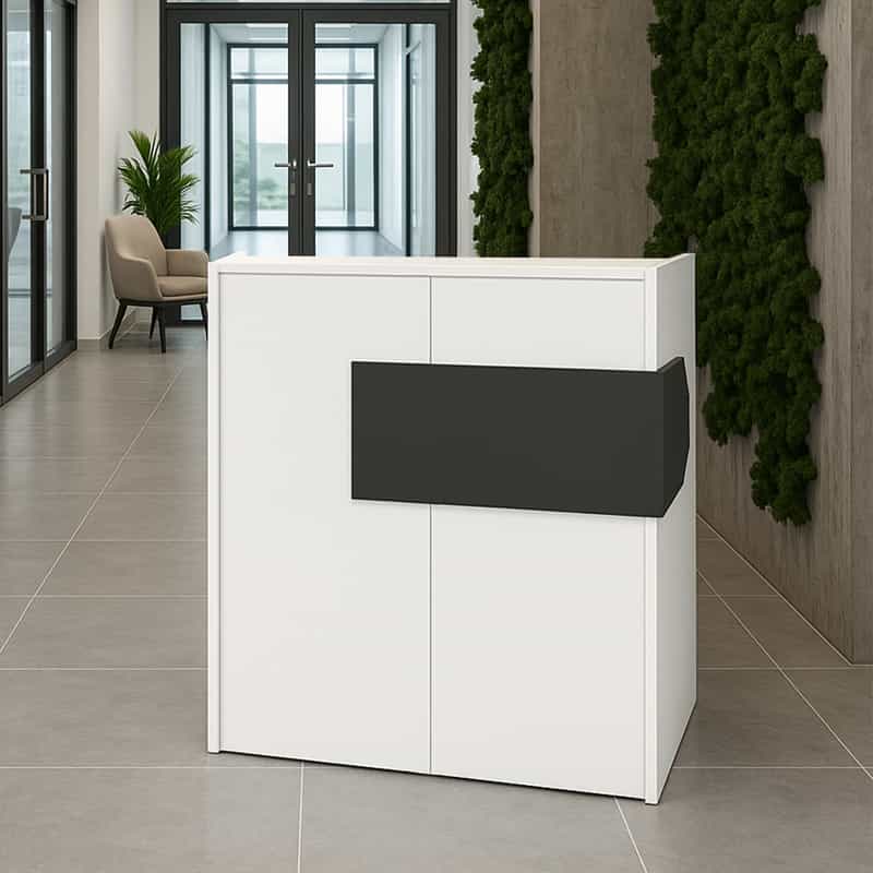 GP042-03471-0 Γραφείο υποδοχής - reception Aloha Megapap με LED χρώμα λευκό - ανθρακί 95,5x40x110,3εκ. - Image 1