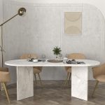 Τραπέζι Cortado Megapap χρώμα λευκό εφέ μαρμάρου 200x90x74εκ. - Image 2