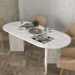 Τραπέζι Cortado Megapap χρώμα λευκό εφέ μαρμάρου 200x90x74εκ. - Image 3