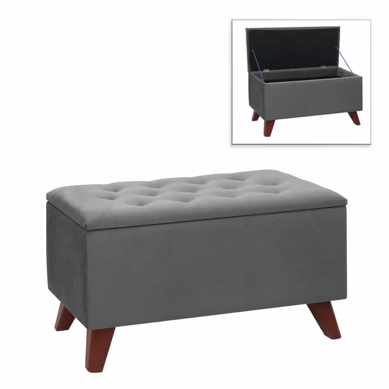 GP043-01012-0 Σκαμπώ - Ταμπουρέ Lotus Megapap βελούδινο χρώμα γκρι 90x40x50εκ. - Image 1