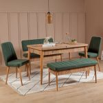 Καναπές διθέσιος - Παγκάκι Alden Megapap από μελαμίνη - ύφασμα χρώμα πράσινο 110x40x85εκ. - Image 2