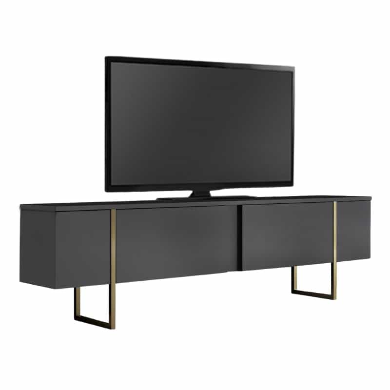 GP052-01175-0 Έπιπλο τηλεόρασης Luxe Megapap χρώμα ανθρακί - χρυσό 180x30x50εκ. - Image 1